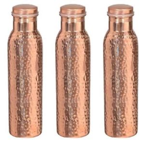 Copper Hammered Water Bottle Set