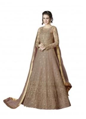 Beige Dress Net Semi Stiiched Salwar Suit
