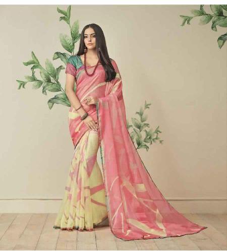 Colored Cotton Silk Saree With Free Blouse.