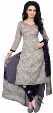 Designer Ethnic Satin Cotton Grey Color Dress Material