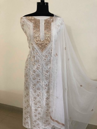 Chikankari and Gota Patti Suit with Chiffon Dupatta