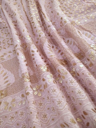 Powder Pink Chikankari Anarkali Suit with Gota Patti