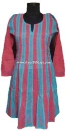Red and Blue Cotton Anarkali