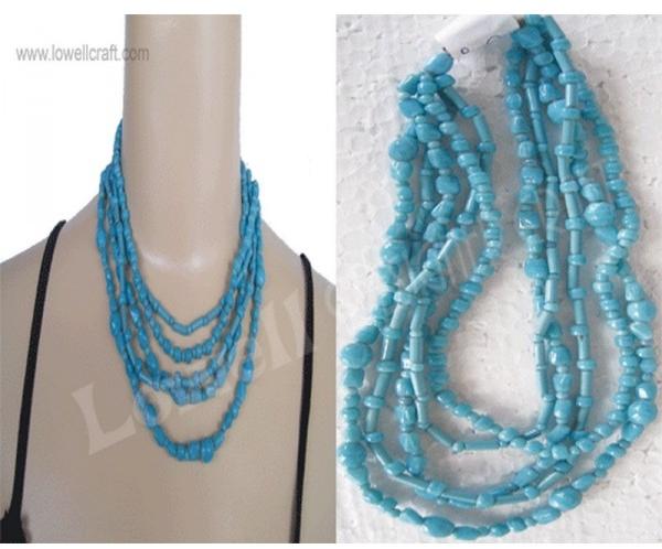 Glass bead necklace, Color : SKY BLUE
