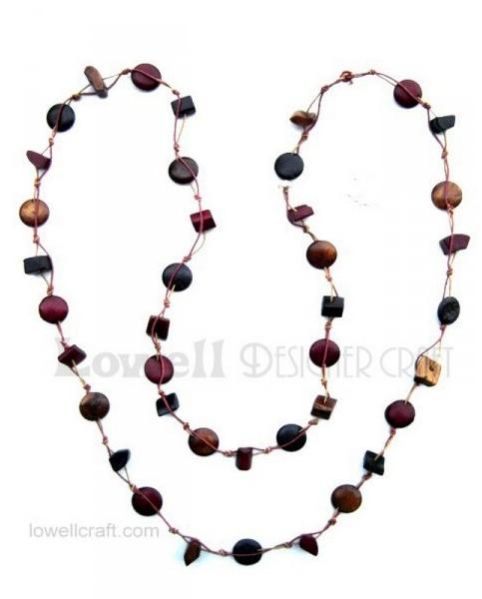 WOOD BEAD Long Necklace, Color : BROWN