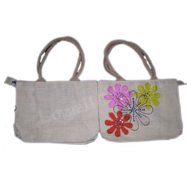 PATCH WORK EMBROIDERY JUTE BAG