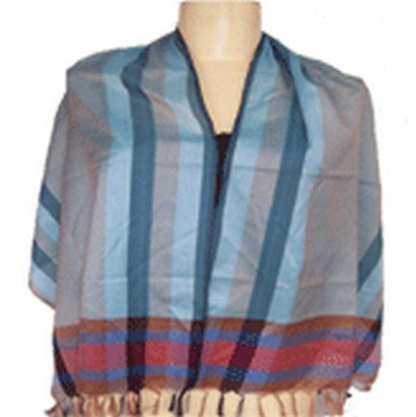 POLYESTER STRIPE SILK STOLE, Color : BLUE