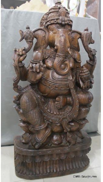 Wooden Ganapathi Statue