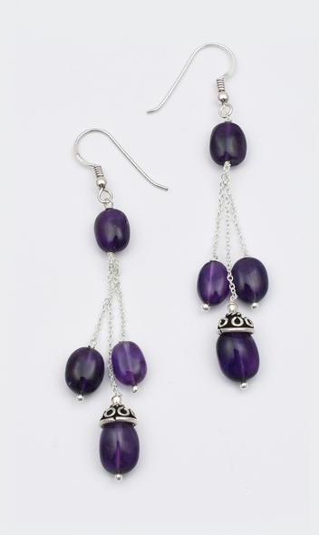 Amethyst Oval Chandelier Earrings