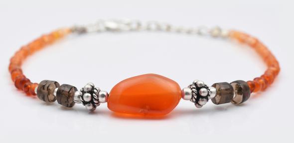 Carnelian Smoky Quartz Beads Bracelet