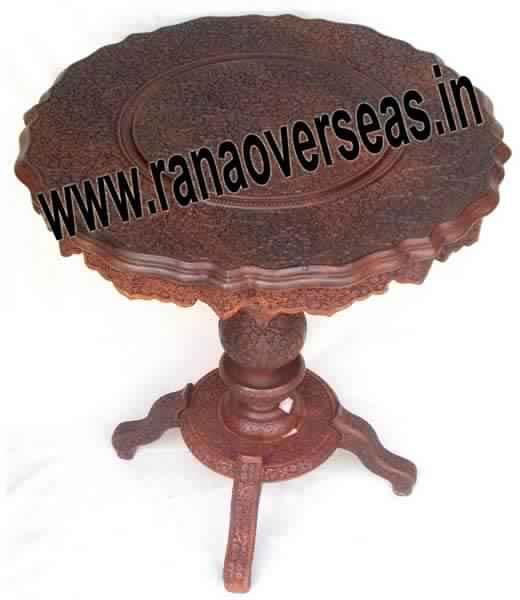 Wooden Hand Carved Pillar Table
