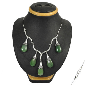 Charming green jade gemstone necklace 925 sterling silver jewelry
