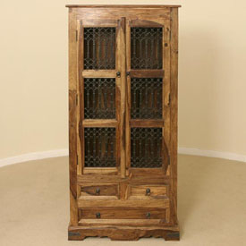 Sheesham Wood Jali Almirah Cabinet