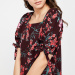 CODE Square Neck Tie-Up Sleeve Floral Print Top