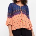 COLOUR ME Printed Bell Sleeve Pleated Top