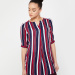 FAME FOREVER Striped Notch Neck Tunic