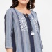 MELANGE Striped Straight Kurta with Floral Embroidery