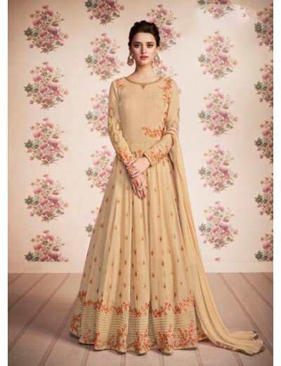 Buy pink georgette embroidered semi stiched party wear anarkali salwar suit   Fashion Clothing