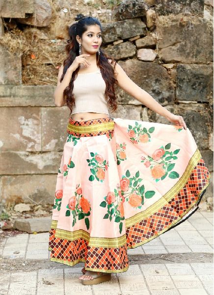 multi colour readymade fancy banglori satin silk skirt