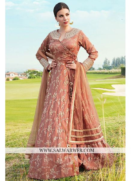 Silk Embroidery Work Gown