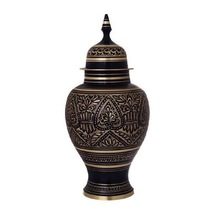 Cremation Urns full carving with black color finish