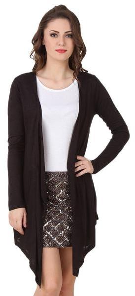 Solid VISCOSE LYCRA Women Waterfall Shrug, Color : Black, Blue, White