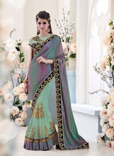 Green Embroidered Saree, Age Group : Adults