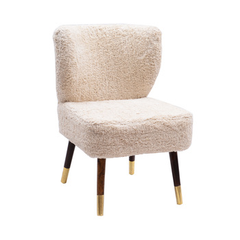 Wooden Shaggy Rug Upholstered Chair