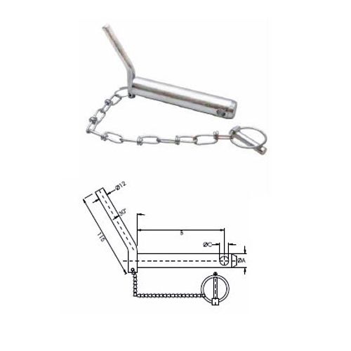 BENT HANDLE HITCH PIN (WITH & WITHOUT LINCH PIN CHAIN)