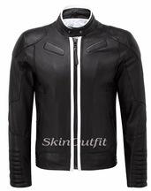 MENS GENUINE LAMBSKIN STYLISH BIKER LEATHER JACKET