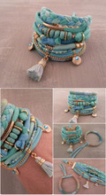 Fancy bracelets gypsy beaded braided fabric