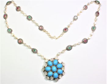 DIAMOND RUBY EMERALD POLKI HANDMADE TURQUOISE Necklaces