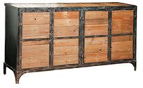 METAL & WOODEN LONG 8 DRAWER CHEST