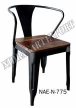 INDUSTRIAL Metal Polished wood top dining chair, for School, Office, Hotel, Home, Collage