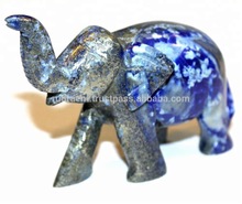 Lapis Lazuli Gemstone Handcrafted Elephant Figurine