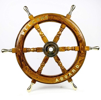 Antique Wooden Ship Steering Wheel