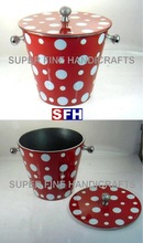 RED ENAMEL ICE BUCKET WITH LID, Feature : Eco-Friendly