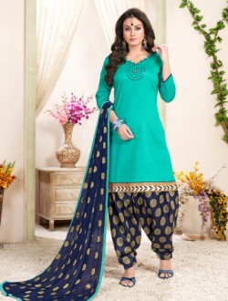 Cotton Panjabi Style Khatli Work Patiala Suit