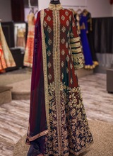 Kesari Exports Embroidery work Anarkali Suit, Color : Maroon