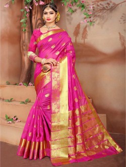 Maroon Weaving Silk Festival Wear Zari Work Saree