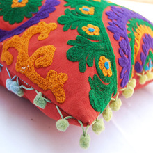 Handmade Uzbek Suzani Cushion Cover, Size : 16x16