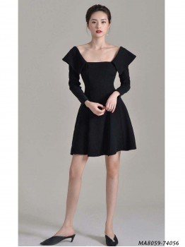 Black Cotton A-Line Dresses