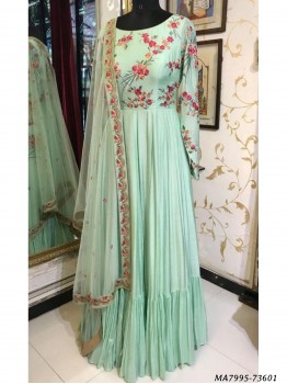 Satin Embroidery Anarkali Salwar Kameez