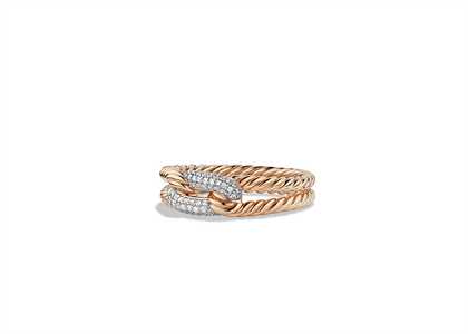 Rose Gold Plated CZ Studded Twisted Ladies Ring