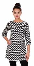 3|4th Sleeves Casual Poly Printed Black Tunic, Size : S-XL