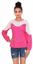 Cotton Printed Casual Pink Top