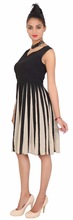 Georgette Sleevless Plain Dyed Black Dress, Size : S-XL
