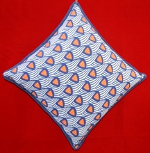 Blue design printed cotton sheeting cushion, Size : 45x45cm