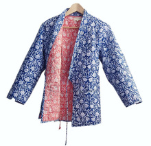 Hand block printed women wear jacket cotton quilted coat girls kimono jacket for ladies