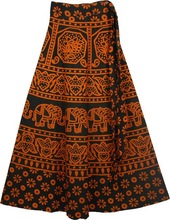 Indian Cotton Sari Blovk Print Magic Wrap Skirts